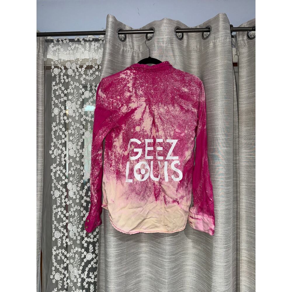 Geez Louis Designer Inspired bleached pink flannel size small
